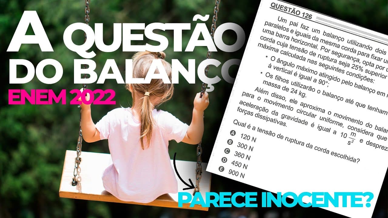 Thumbnail: Questão do balanço - ENEM 2022 - a mais difícil