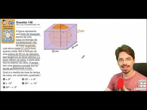 Thumbnail da aula: [ENEM 2025 Belém] 148 📘 GEOMETRIA ESPACIAL A figura representa uma bola de basquete dentro de uma