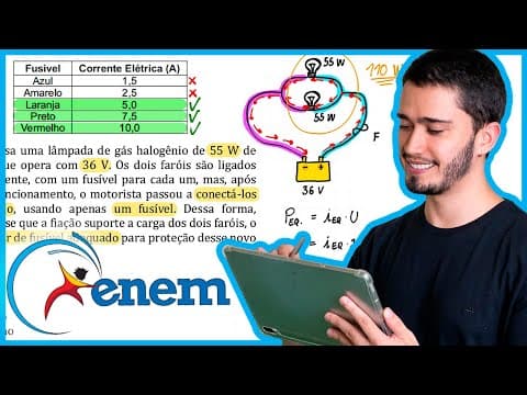 Thumbnail da aula: ENEM 2010 - Todo carro possui uma caixa de fusíveis, que são utilizados para proteção dos circuitos