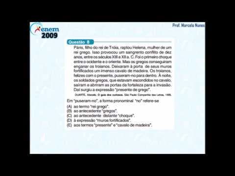 Thumbnail da aula: Enem 2009 (vazada): pronomes (anafóricos).