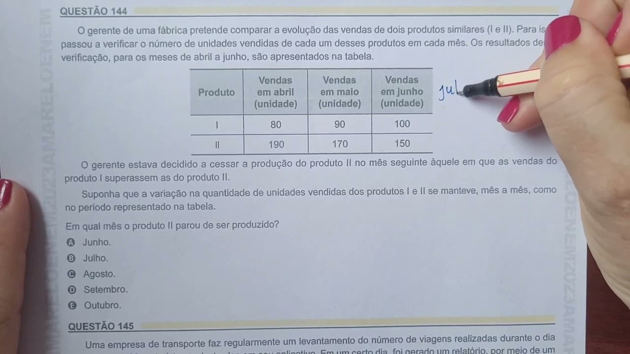 Thumbnail: ENEM 2023 - GERENTE DE UMA FÁBRICA - QUESTÃO 144 - PROVA AMARELA / MATEMÁTICA