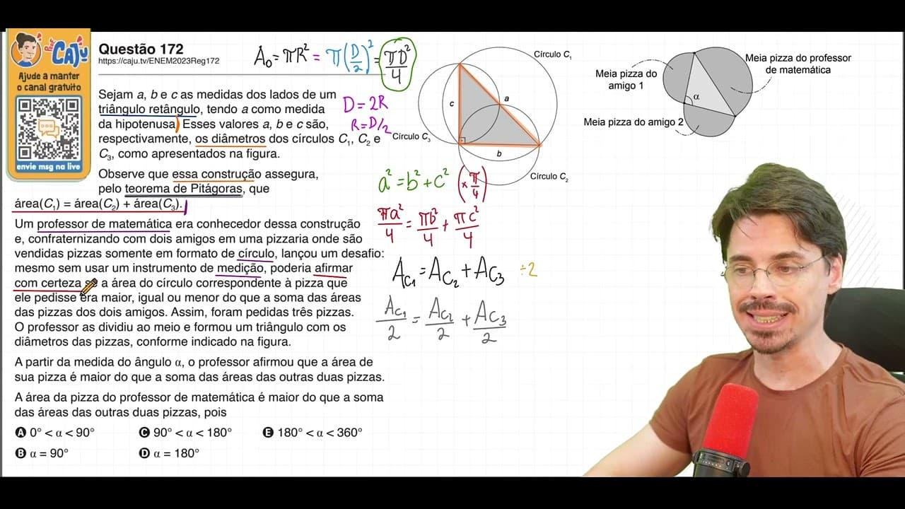 Thumbnail: [ENEM 2023] 172 📘 GEOMETRIA PLANA Sejam a, b e c as medidas dos lados de um triângulo retângulo,