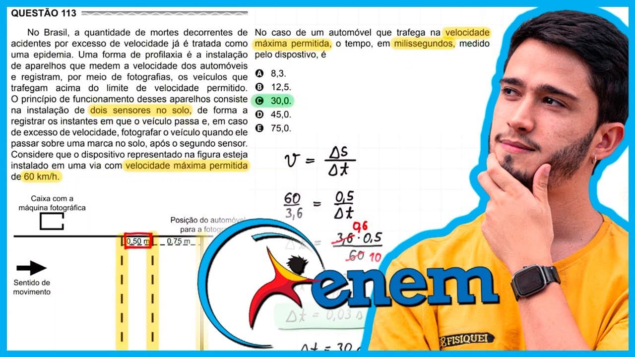 Thumbnail: ENEM 2017 Libras - No Brasil, a quantidade de mortes decorrentes de acidentes por excesso de velocid