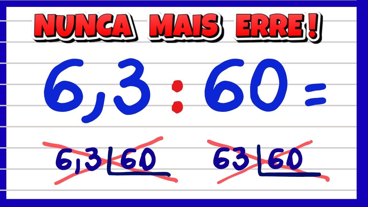 Thumbnail: APRENDA DIVISÃO COM VÍRGULA! EXPLICAÇÃO DIVISÃO COM NÚMEROS DECIMAIS! VEM APRENDER MATEMÁTICA BÁSICA