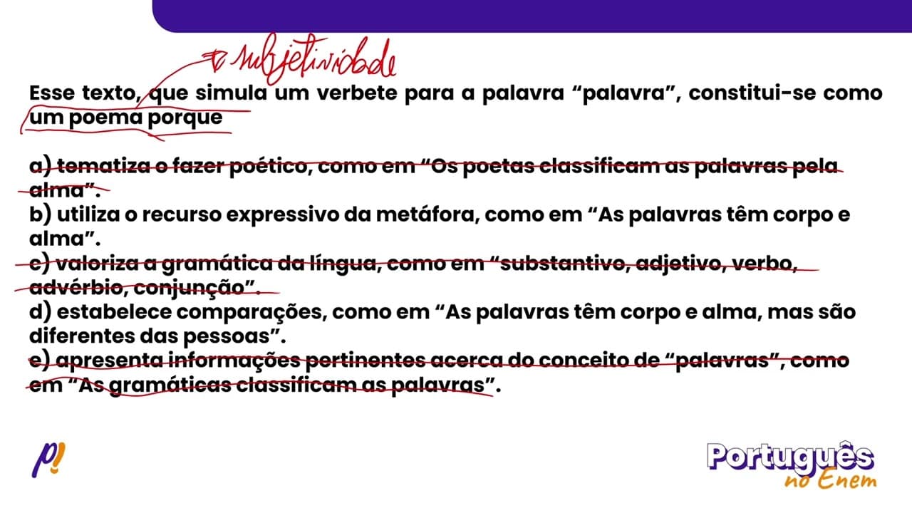 Thumbnail: ENEM 2022 - ESTUDOS DO TEXTO | PALAVRA – As gramáticas classificam as palavras em substantivo...