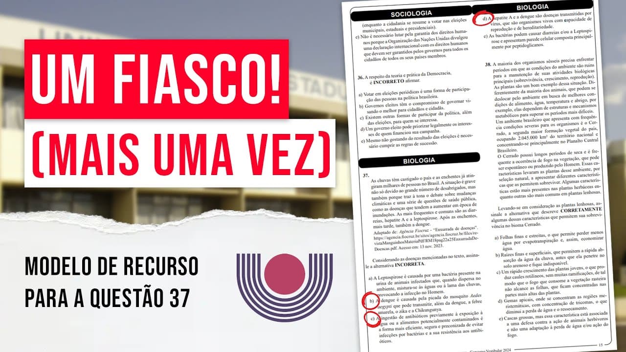 Thumbnail: 😡 O vestibular UNIOESTE foi um FIASCO! Recurso para questão 37!