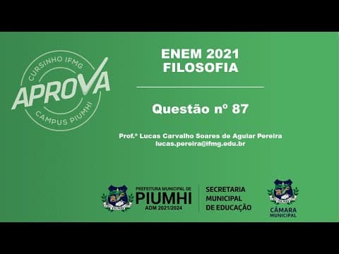 Thumbnail da aula: Questão nº 87: ENEM 2021 | Filosofia