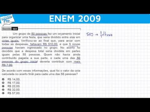 Thumbnail da aula: ENEM 2009 Mathematics #16 - Setting up and Solving a First Degree Equation