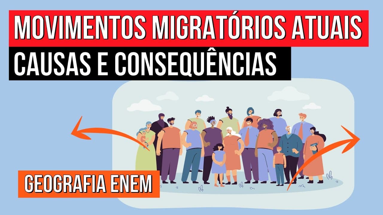 Thumbnail: MOVIMENTOS MIGRATÓRIOS ATUAIS: causas e consequências | Geografia para o Enem | Raphael Carrieri