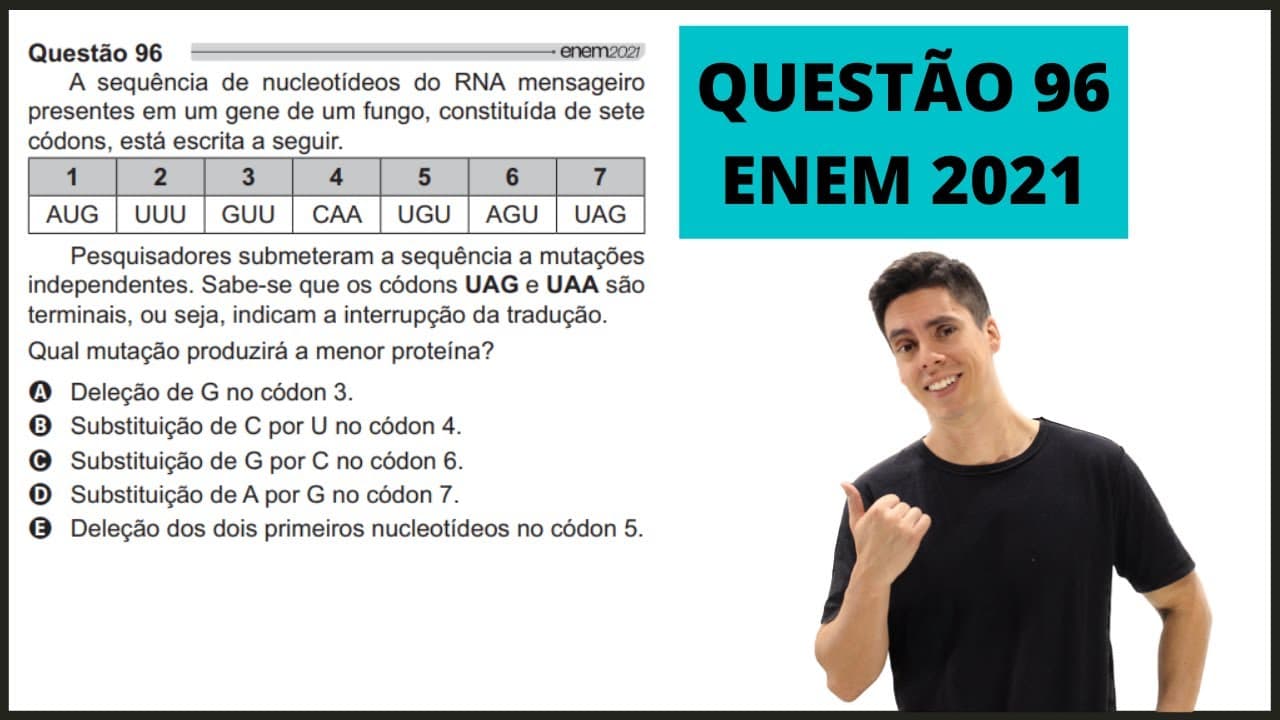 Thumbnail: BIOLOGIA ENEM 2021! "A sequência de nucleotídeos do RNA mensageiro..."