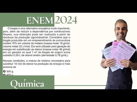 Thumbnail da aula: ENEM 2024 -O biogás é uma alternativa energética muito importante pois além de reduzir a dependência