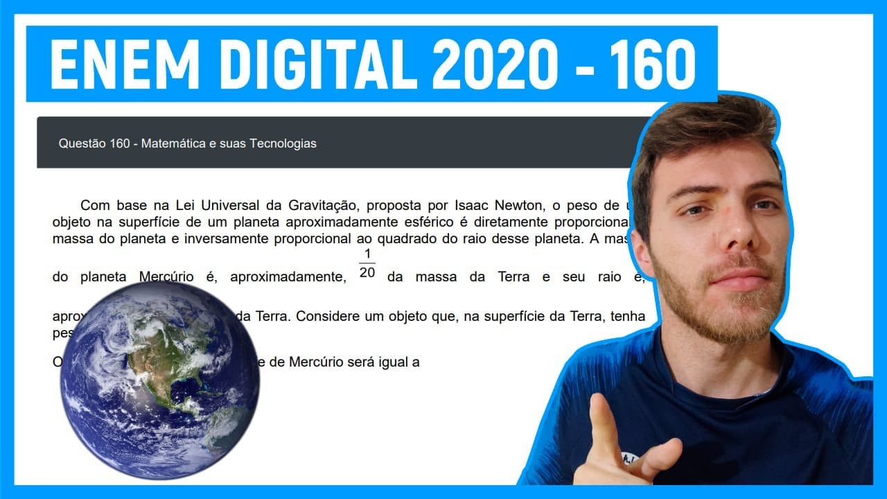 Thumbnail: 🛑Questão 160 Enem DIGITAL 2020 - RAZÃO E PROPORÇÃO - Com base na Lei Universal da Gravitação...
