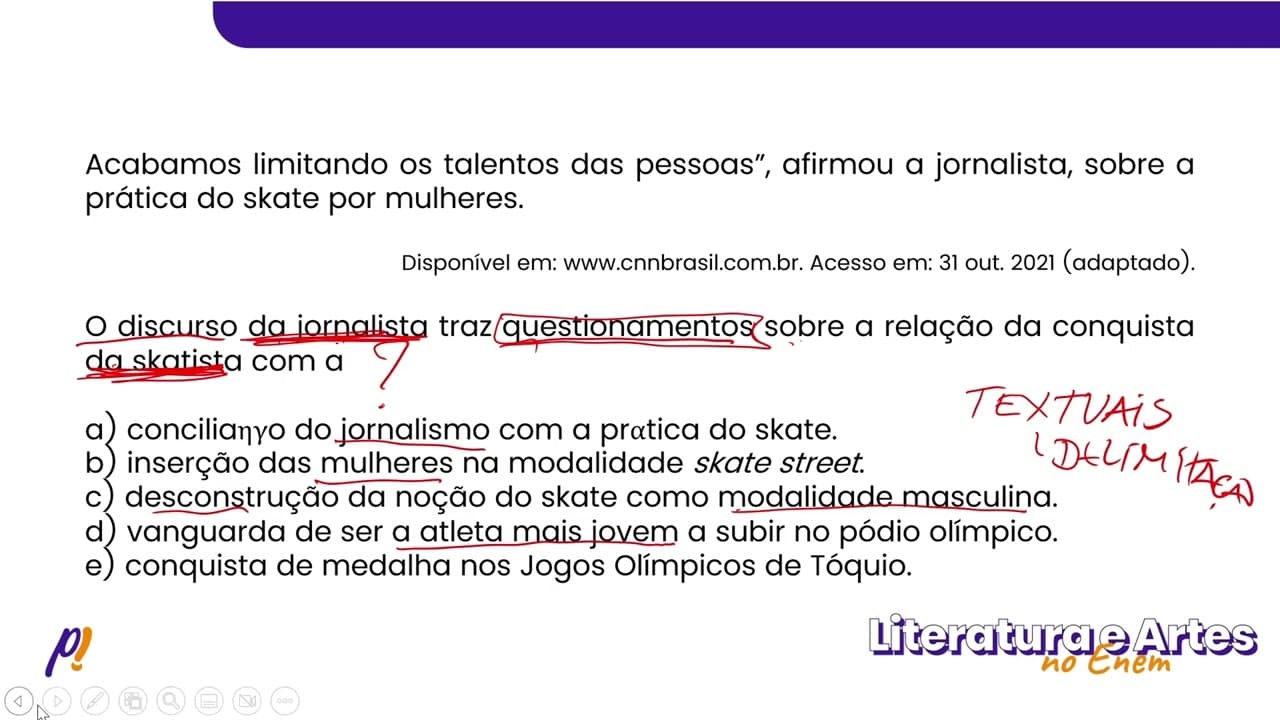 Thumbnail: ENEM 2022 - Teoria Literária | A conquista da medalha de prata por Rayssa Leal, no skate street...