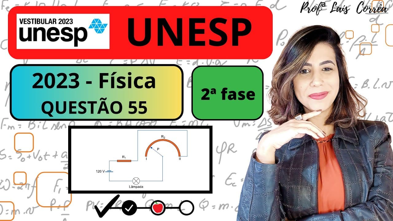 Thumbnail: 🟢 FÍSICA / UNESP 2023 / QUESTÃO 55 / 2ª  FASE / A figura representa, de forma esquemática, um...