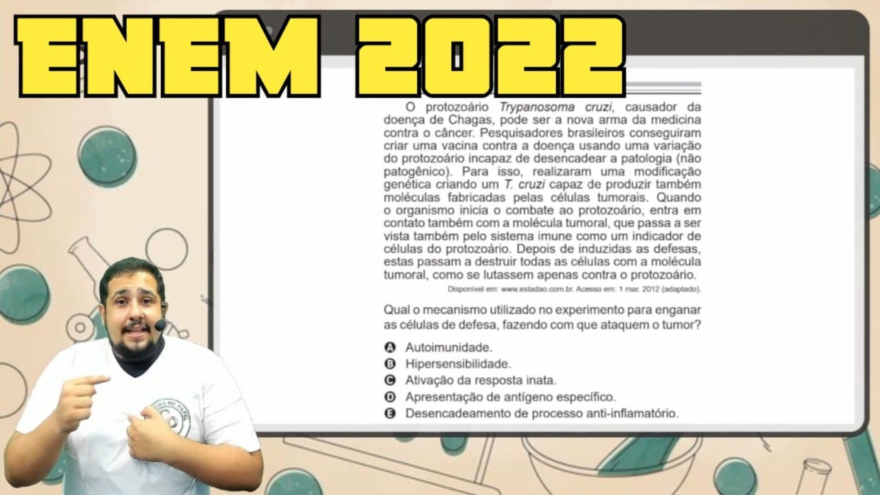 Thumbnail: ENEM 2022 - O protozoário Trypanosoma cruzi, causador da doença de Chagas, pode ser a nova arma