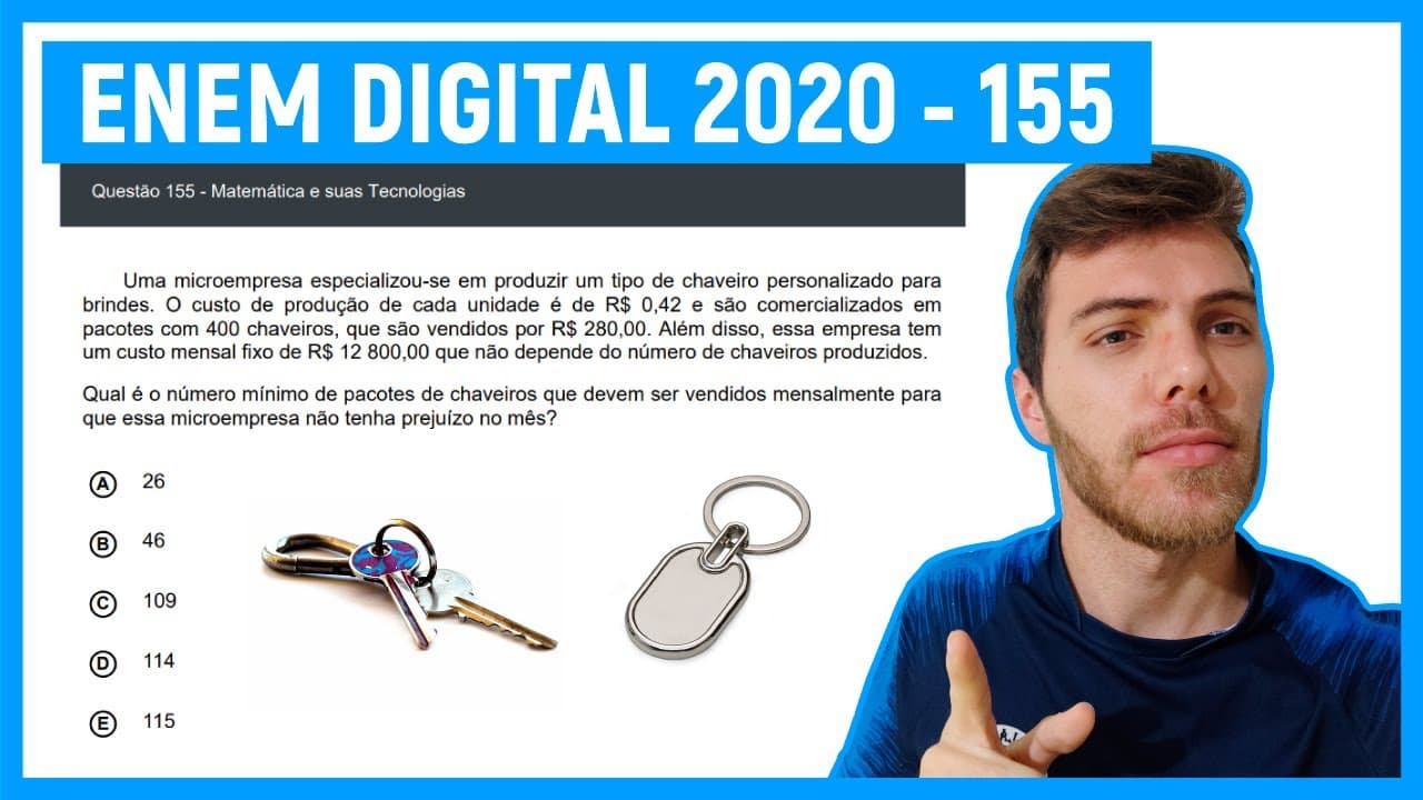 Thumbnail: 🛑Questão 155 Enem DIGITAL 2020 - MACETE EQUAÇÕES - Uma microempresa especializou-se em prod...