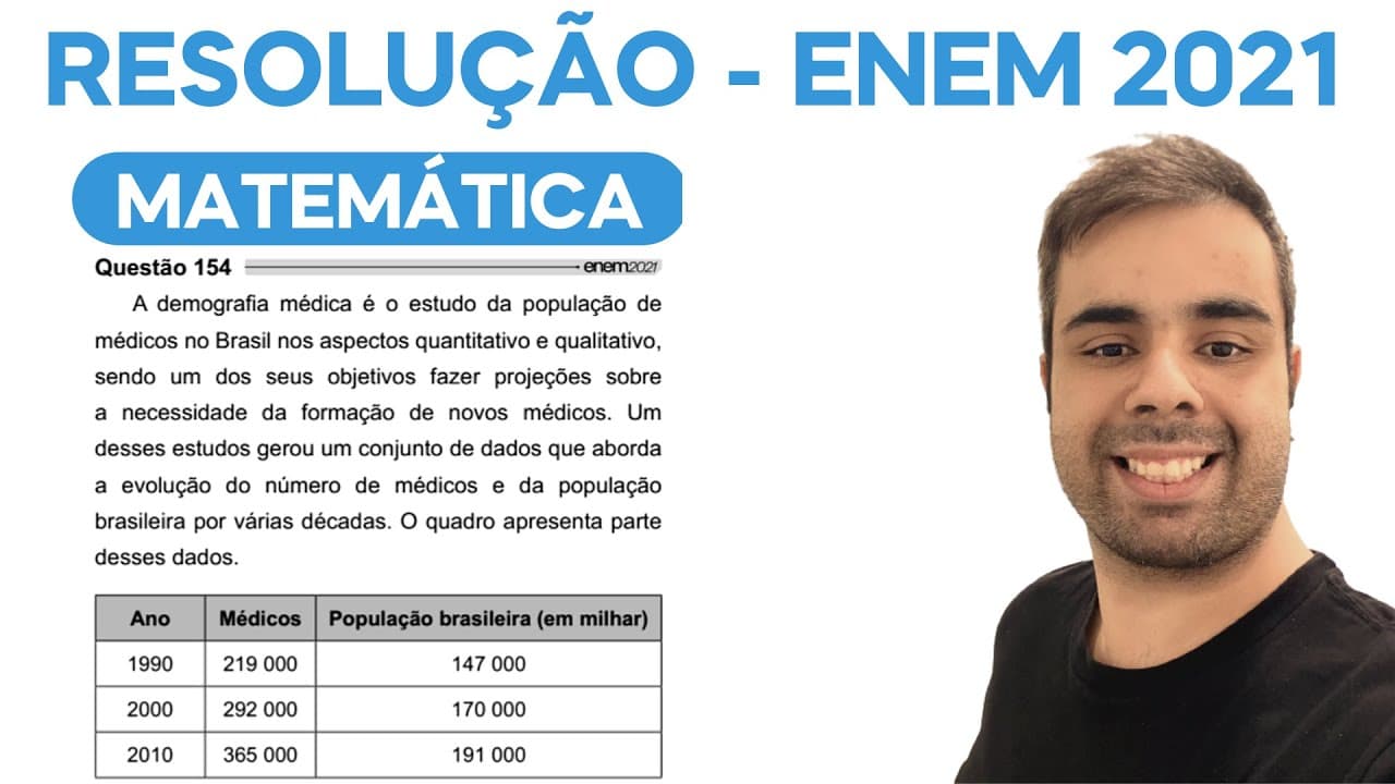 Thumbnail: ENEM 2021 –A demografia médica é o estudo da população de médicos no Brasil nos aspectos qualitativo