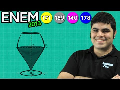 Thumbnail da aula: ENEM 2013 Matemática #43 - Razão entre Lado da Bandeja e Base do Copo