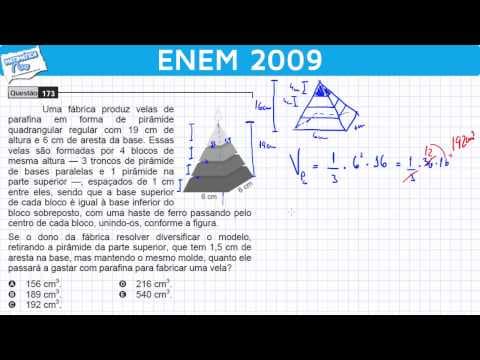 Thumbnail da aula: ENEM 2009 Matemática #38 - Volume de uma Pirâmide