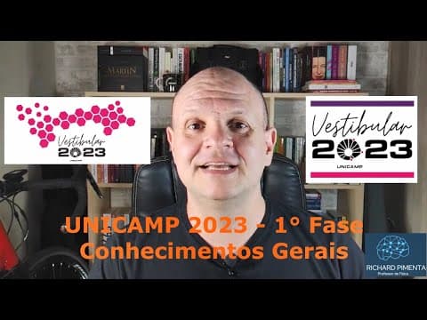 Thumbnail da aula: Correção comentada - UNICAMP 2023 - 1°fase - Professor Richard Pimenta