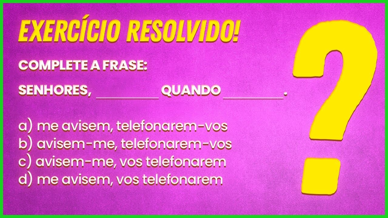 Thumbnail: EXERCÍCIO DE CONCURSO PÚBLICO: COLOCAÇÃO PRONOMINAL - Profa. Pamba