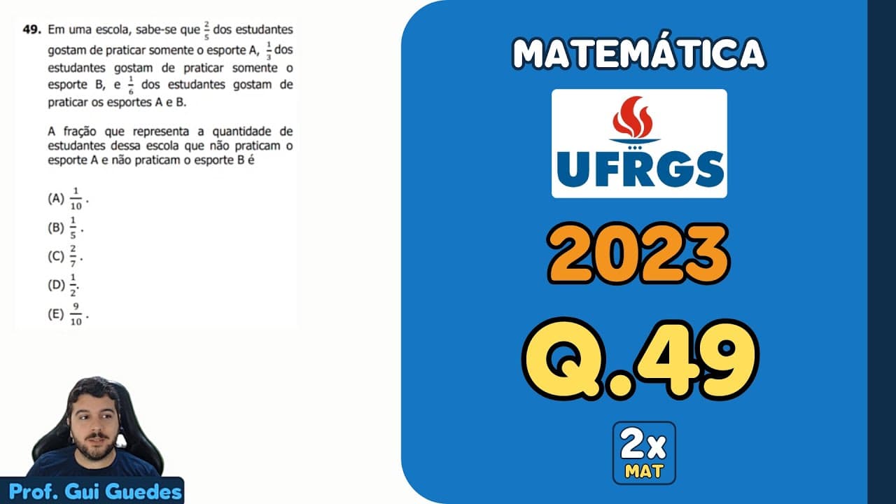 Thumbnail: Resolução Matemática UFRGS 2023 - Questão 49 | Matemática em Dobro