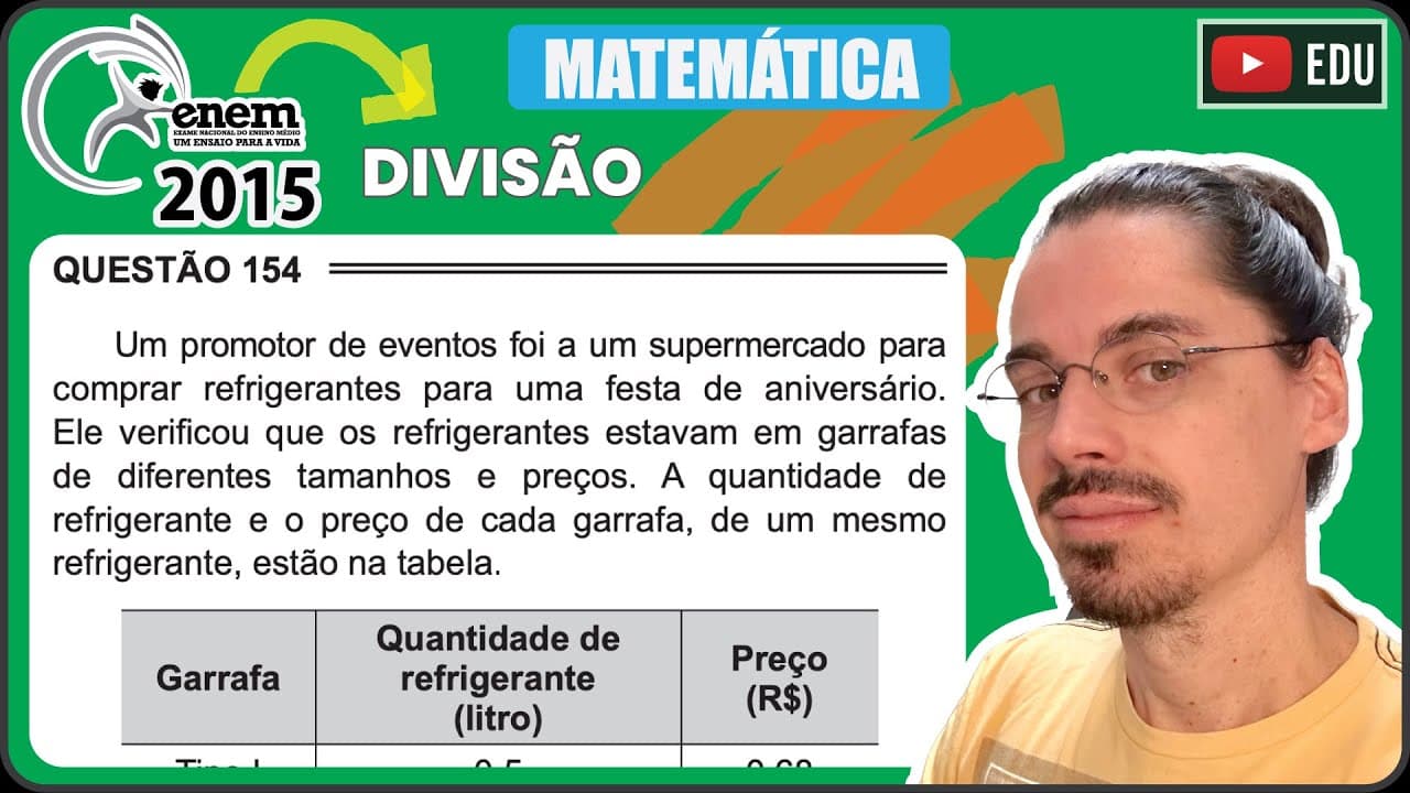 Thumbnail: [ENEM 2015 PPL] 154 📘 DIVISÃO Um promotor de eventos foi a um supermercado para comprar