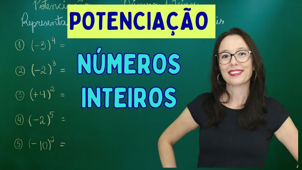 Thumbnail: POTENCIAÇÃO COM NÚMEROS NEGATIVOS - (NÚMEROS INTEIROS) - Professora Angela Matemática