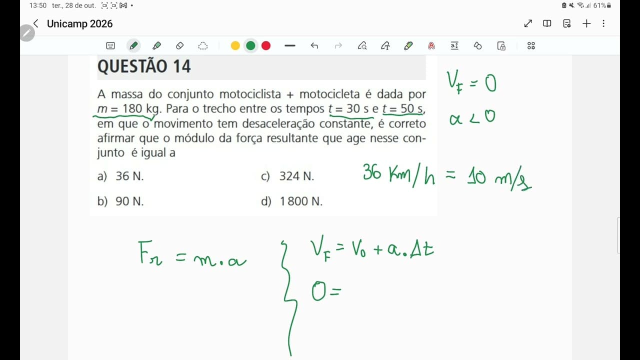 Thumbnail: Resolução Questão 14 – Física | Unicamp 2026 (Prova QX) | Passo a Passo Comentado