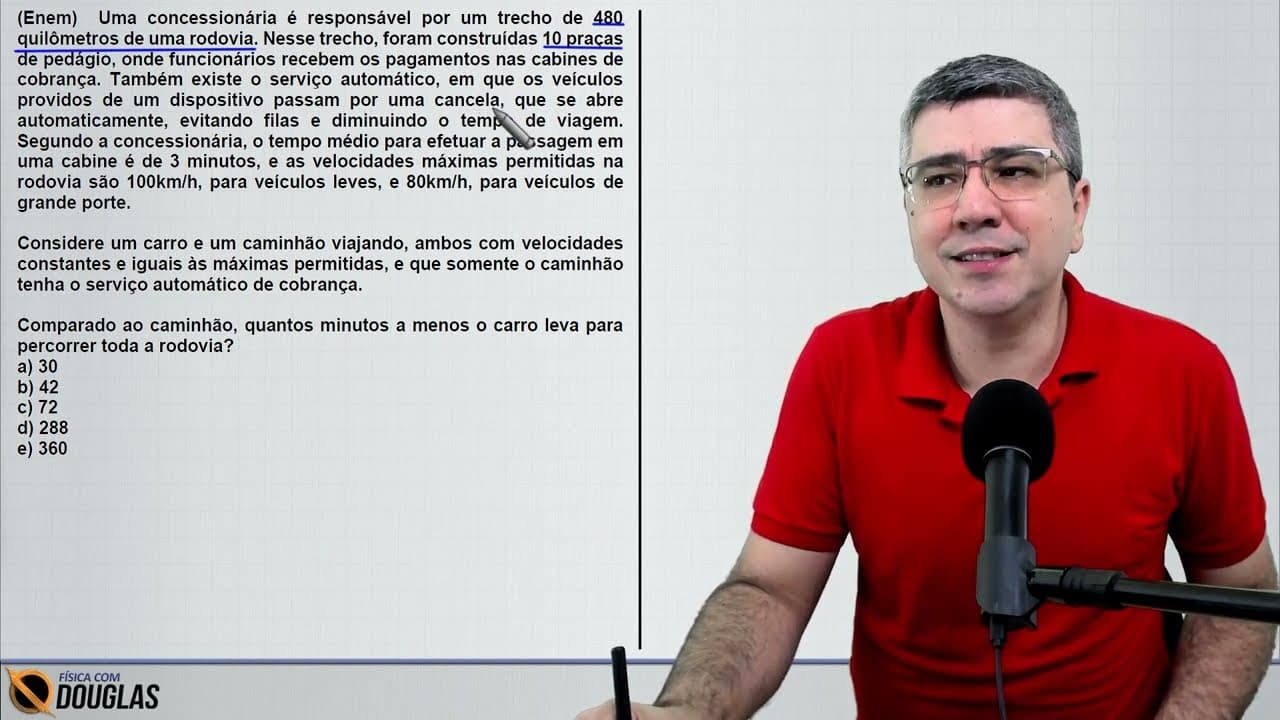 Thumbnail: ENEM 2023 Uma concessionária é responsável por um trecho de 480 quilômetros de uma rodovia