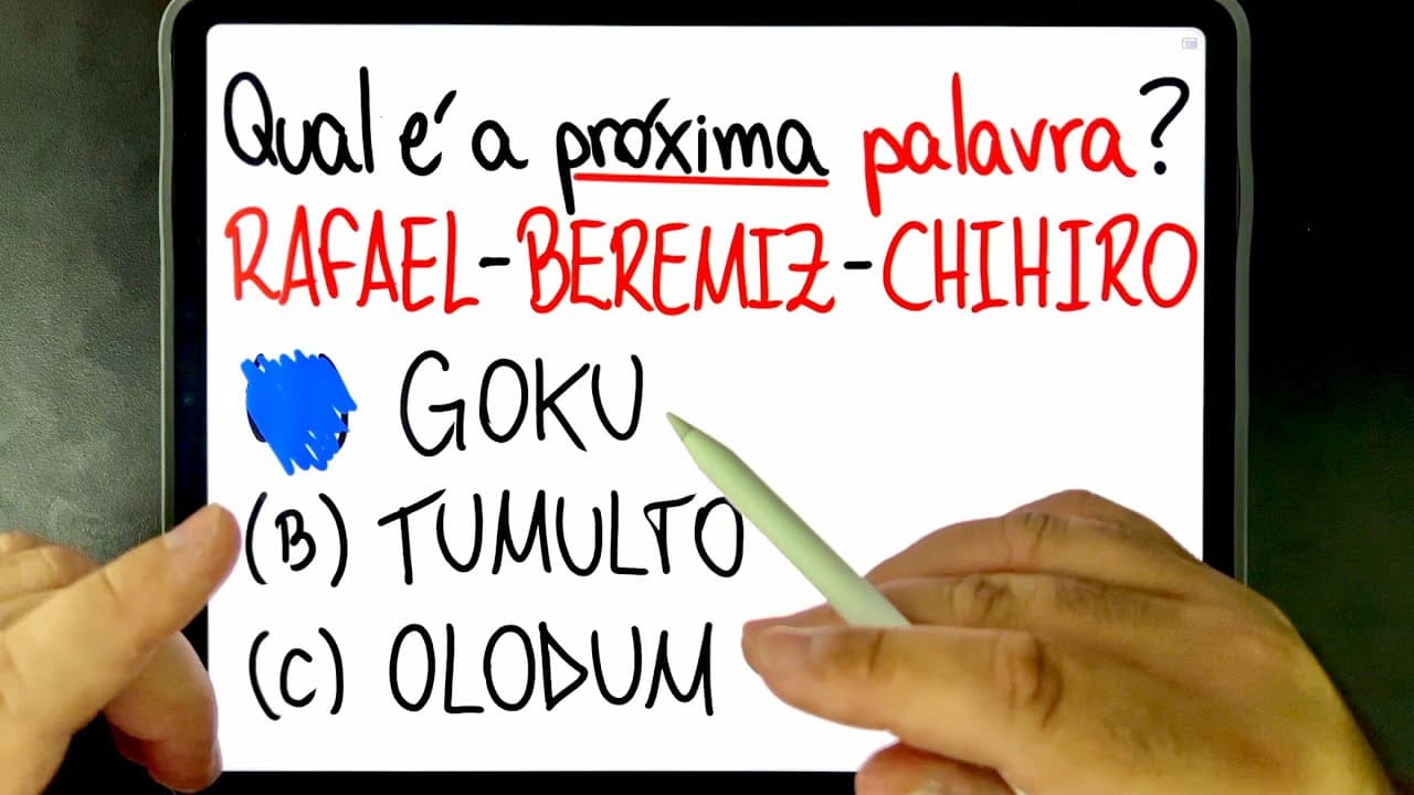 Thumbnail: 🔥 Raciocínio Lógico: QUAL É A PRÓXIMA PALAVRA DESSA SEQUÊNCIA LÓGICA? Você consegue resolver?