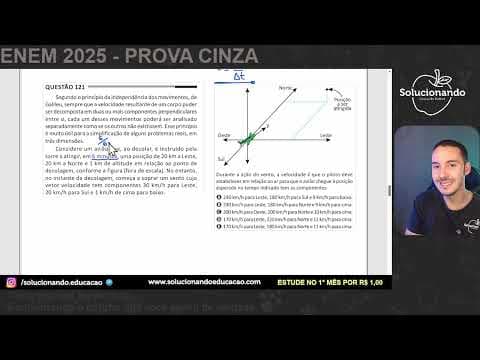 Thumbnail da aula: ENEM 2025 - Segundo o princípio da independência dos movimentos, de Galileu, sempre que a velocidade