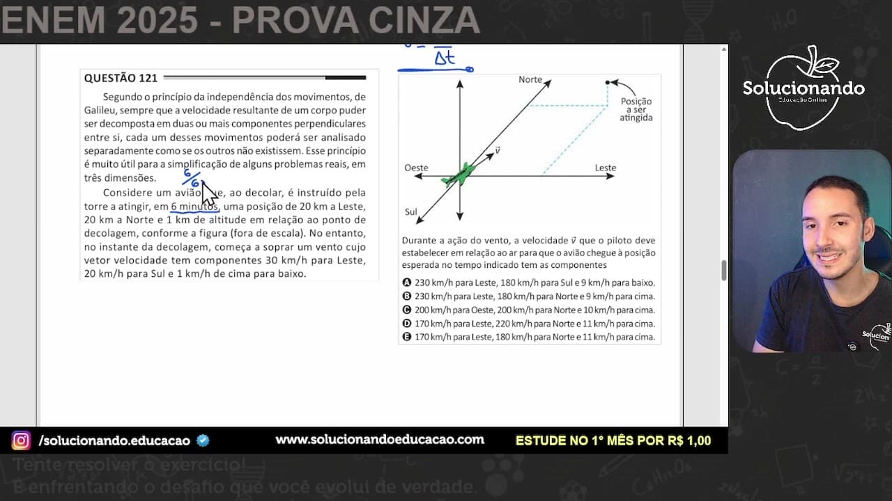 Thumbnail: ENEM 2025 - Segundo o princípio da independência dos movimentos, de Galileu, sempre que a velocidade