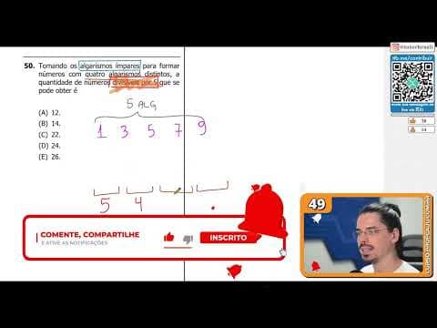 Thumbnail da aula: [UFRGS 2018] 50 - Tomando os algarismos ímpares para formar números com quatro algarismos distintos,