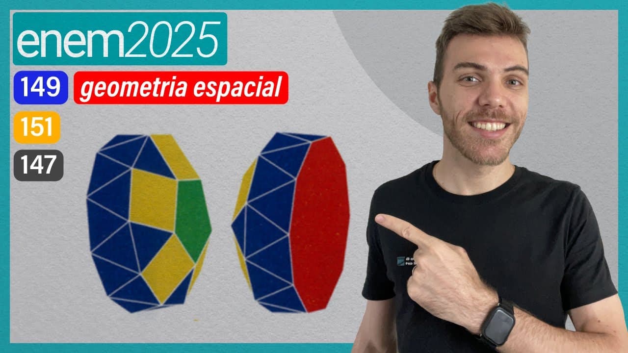 Thumbnail: ENEM 2025 - A cúpula pentagonal giralongada é um poliedro de Johnson, cujas faces são polígonos