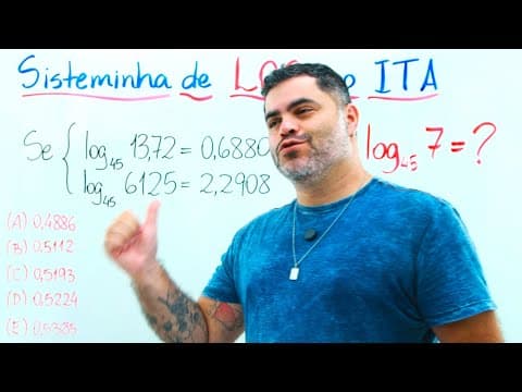 Thumbnail da aula: SISTEMA DE LOGARITMOS lindo com uso de PROPRIEDADES DOS LOGS na Questão do ITA 2026