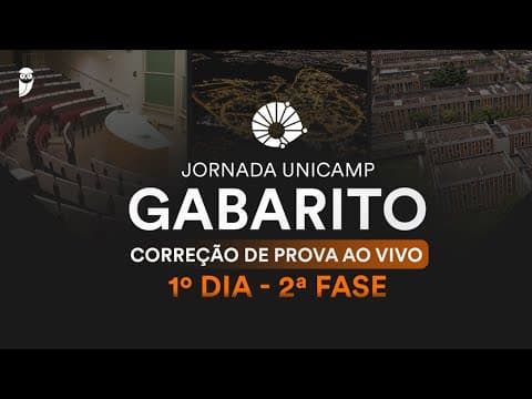 Thumbnail da aula: Gabarito UNICAMP 2026 - 2ª Fase 1º dia  – Correção de prova AO VIVO