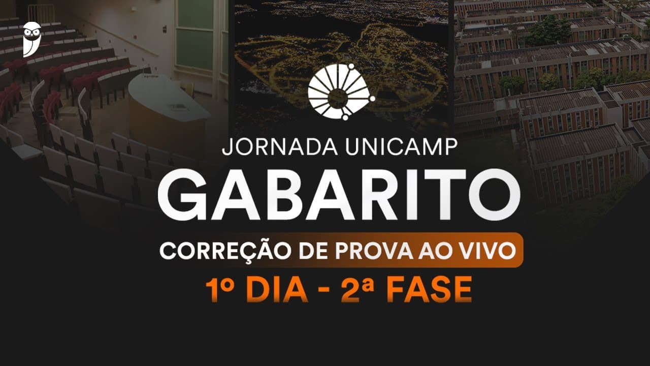 Thumbnail: Gabarito UNICAMP 2026 - 2ª Fase 1º dia  – Correção de prova AO VIVO