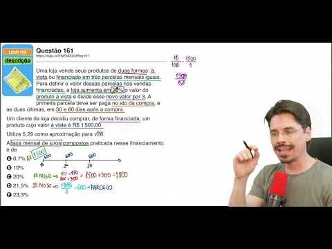 Thumbnail da aula: [ENEM 2023] 161 📘 MATEMÁTICA FINANCEIRA Uma loja vende seus produtos de duas formas: à vista ou