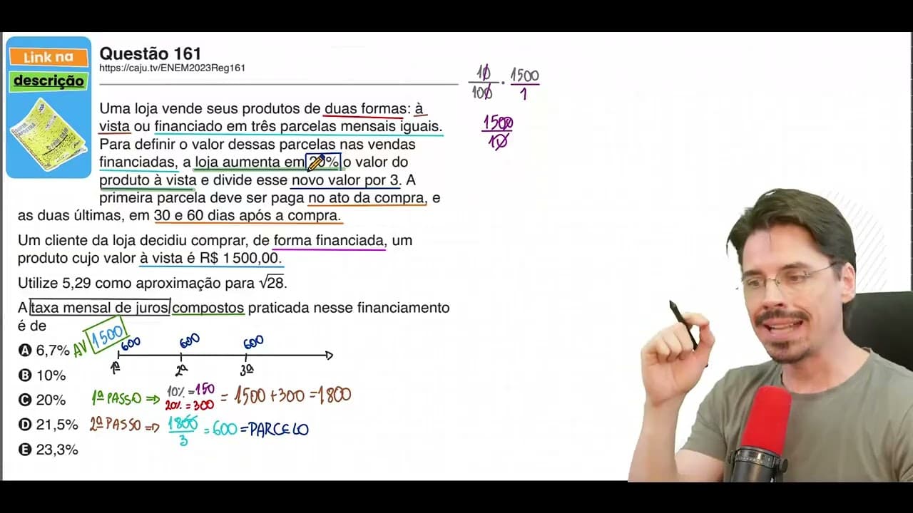 Thumbnail: [ENEM 2023] 161 📘 MATEMÁTICA FINANCEIRA Uma loja vende seus produtos de duas formas: à vista ou