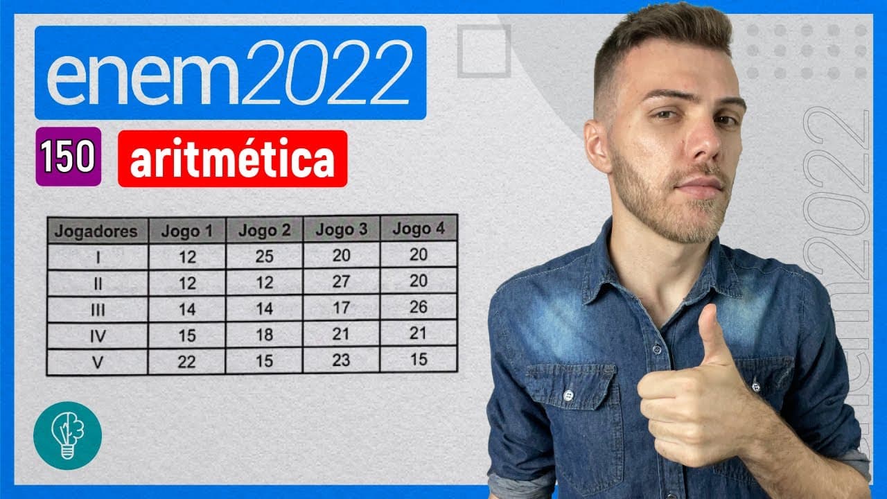 Thumbnail: ENEM 2022 - Q150 - Nos cinco jogos finais da última temporada, com uma média de 18... - ESTATÍSTICA