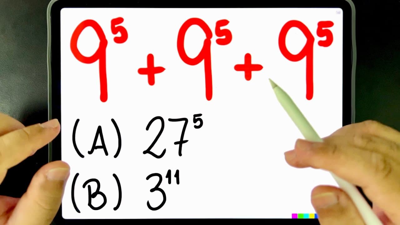Thumbnail: 🔥 ADIÇÃO DE POTÊNCIAS DE BASE 9 ELEVADAS NA QUINTA POTÊNCIA: Você consegue resolver?
