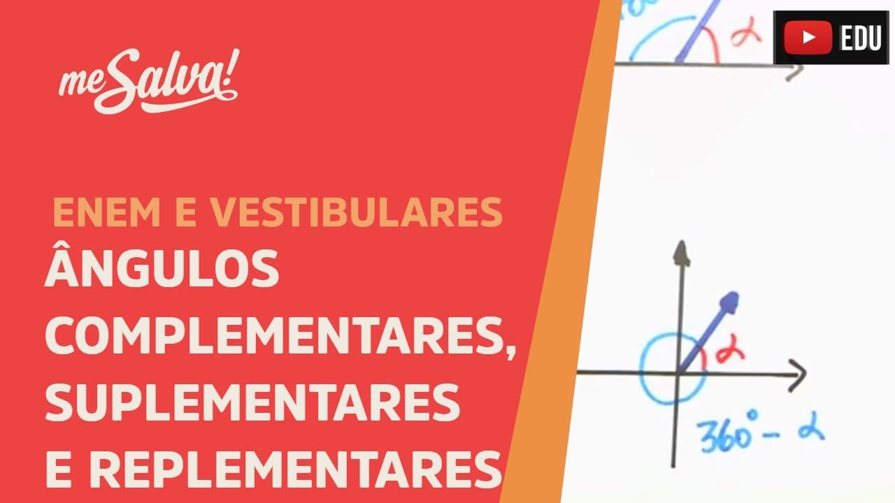 Thumbnail: Ângulos complementares, suplementares e replementares | ENEM e Vestibulares | Me Salva!