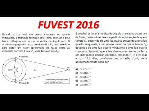 Thumbnail da aula: FUVEST 2016-- Quando a Lua está em quarto crescente