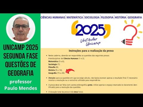 Thumbnail da aula: Correção UNICAMP 2025 - 2ª fase - Geografia
