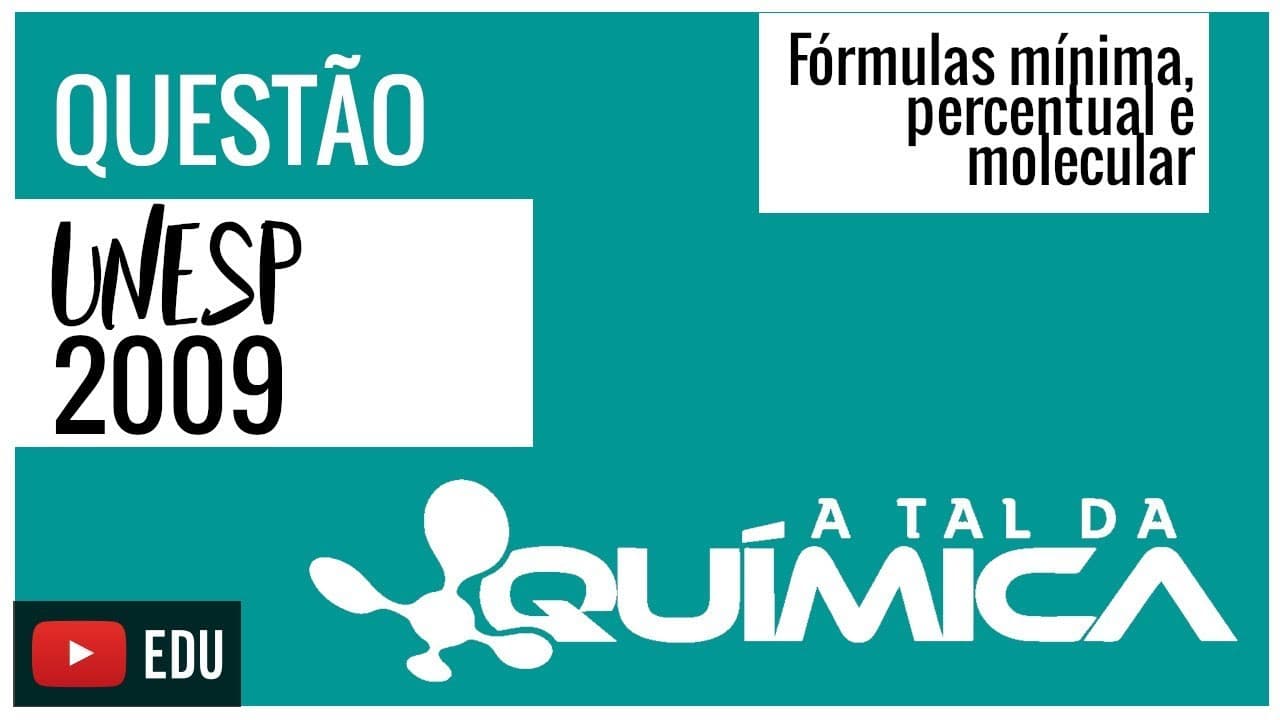 Thumbnail: Questão UNESP/2009 - Fórmula mínima, percentual e molecular