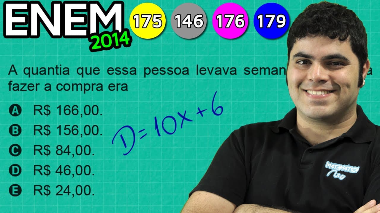 Thumbnail: ENEM 2014 Matemática #44 - Equação do Primeiro Grau e Porcentagem