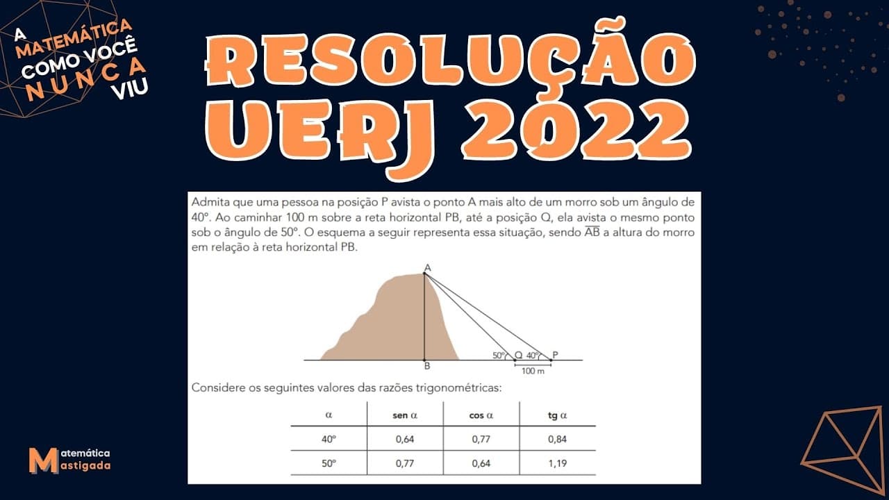 Thumbnail: UERJ 2022 - Admita que uma pessoa na posição P avista o ponto A mais alto