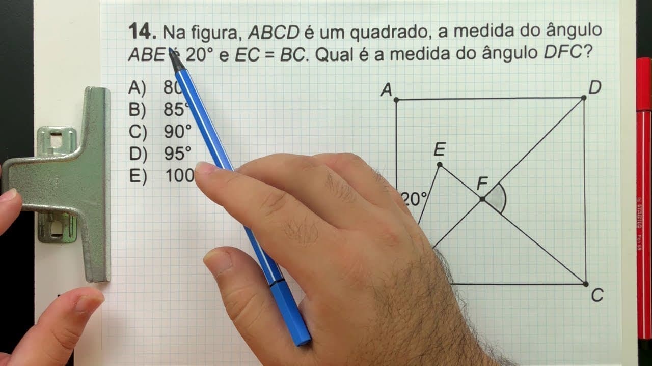 Thumbnail: ⚠️ Gabarito OBMEP 2019 👉🏻 Qual é a medida do ÂNGULO DFC? 🤯 Você Consegue Calcular?