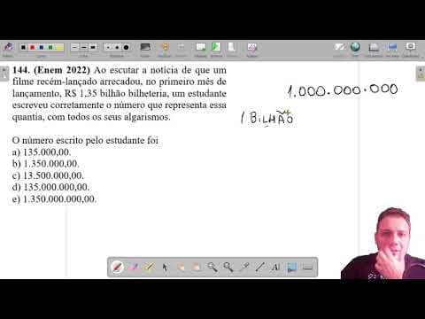 Thumbnail da aula: 144. (Enem 2022) Ao escutar a notícia de que um filme recém-lançado arrecadou, no primeiro mês de